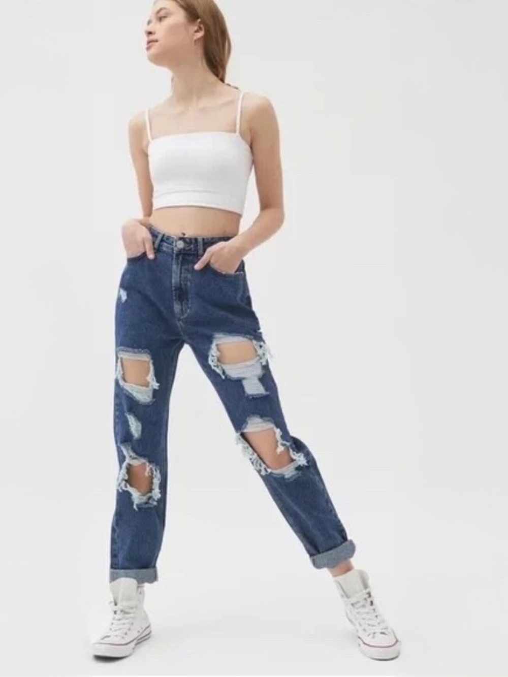 BDG Urban Outfitters Mom High Rise Distressed Jeans 26 Y2K Grunge